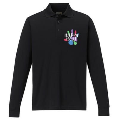 Happy Holi Festival India Colors Cute Gift Performance Long Sleeve Polo