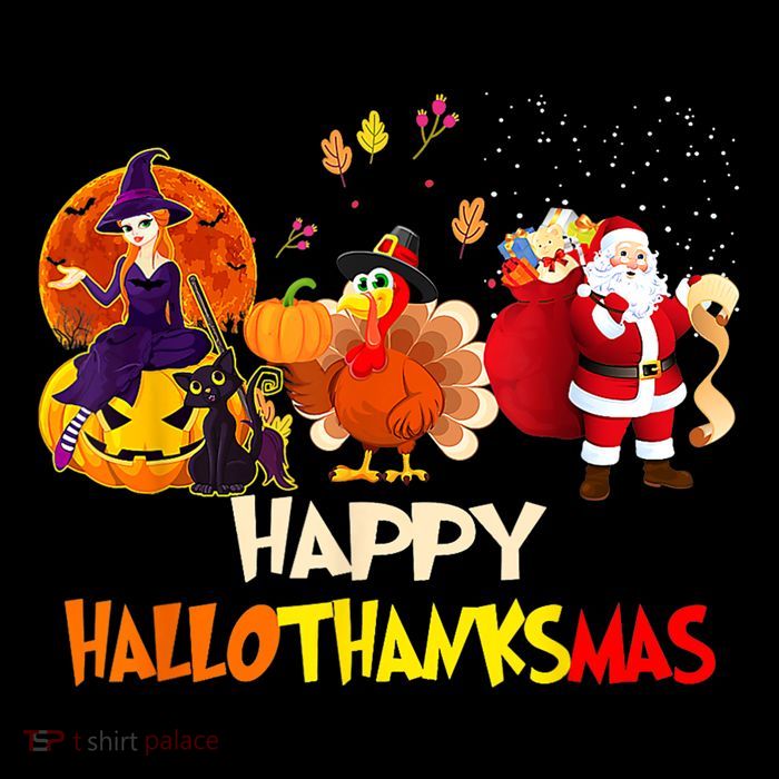 Happy Hallothanksmas Funny Halloween Thanksgiving Christmas Wool Snapback Cap