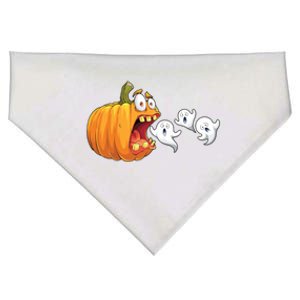 Happy Halloween Funny Halloween Pumpkin Eating Ghost Game Gift USA-Made Doggie Bandana