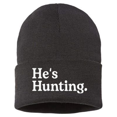 HeS Hunting Funny Hunting Wife Art For Women Hunting Season Sustainable Knit Beanie