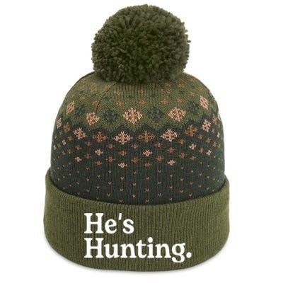 HeS Hunting Funny Hunting Wife Art For Women Hunting Season The Baniff Cuffed Pom Beanie