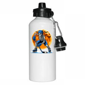 Halloween Hockey Fan American Hockey Skeleton Gift Aluminum Water Bottle