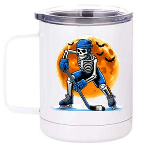 Halloween Hockey Fan American Hockey Skeleton Gift 12 oz Stainless Steel Tumbler Cup