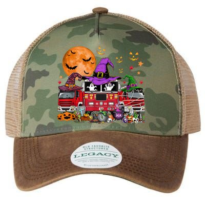 Happy Halloween Firefighter Pumpkin Fire Truck Witch Ghost Legacy Tie Dye Trucker Hat