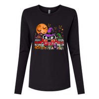 Happy Halloween Firefighter Pumpkin Fire Truck Witch Ghost Womens Cotton Relaxed Long Sleeve T-Shirt