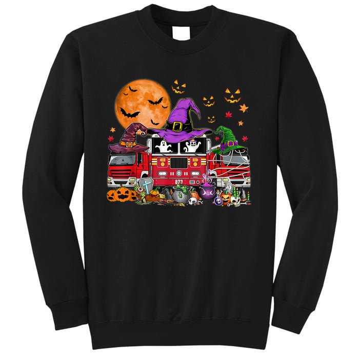 Happy Halloween Firefighter Pumpkin Fire Truck Witch Ghost Sweatshirt