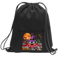 Happy Halloween Firefighter Pumpkin Fire Truck Witch Ghost Sweatshirt Cinch Pack Bag