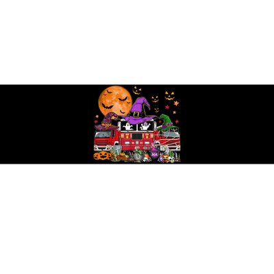 Happy Halloween Firefighter Pumpkin Fire Truck Witch Ghost Bumper Sticker