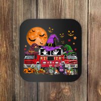 Happy Halloween Firefighter Pumpkin Fire Truck Witch Ghost Coaster