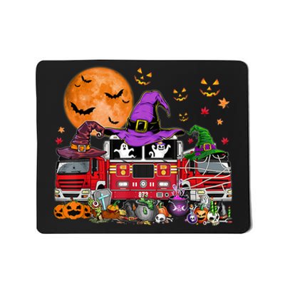 Happy Halloween Firefighter Pumpkin Fire Truck Witch Ghost Mousepad