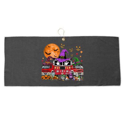 Happy Halloween Firefighter Pumpkin Fire Truck Witch Ghost Large Microfiber Waffle Golf Towel