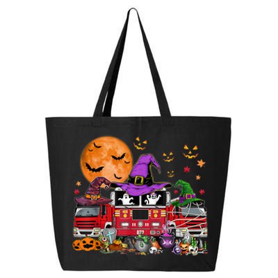 Happy Halloween Firefighter Pumpkin Fire Truck Witch Ghost 25L Jumbo Tote