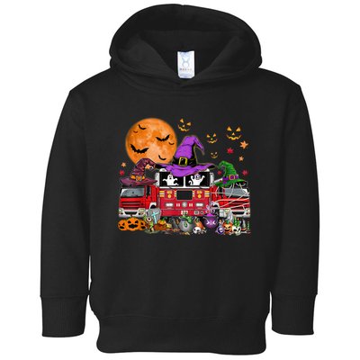 Happy Halloween Firefighter Pumpkin Fire Truck Witch Ghost Toddler Hoodie