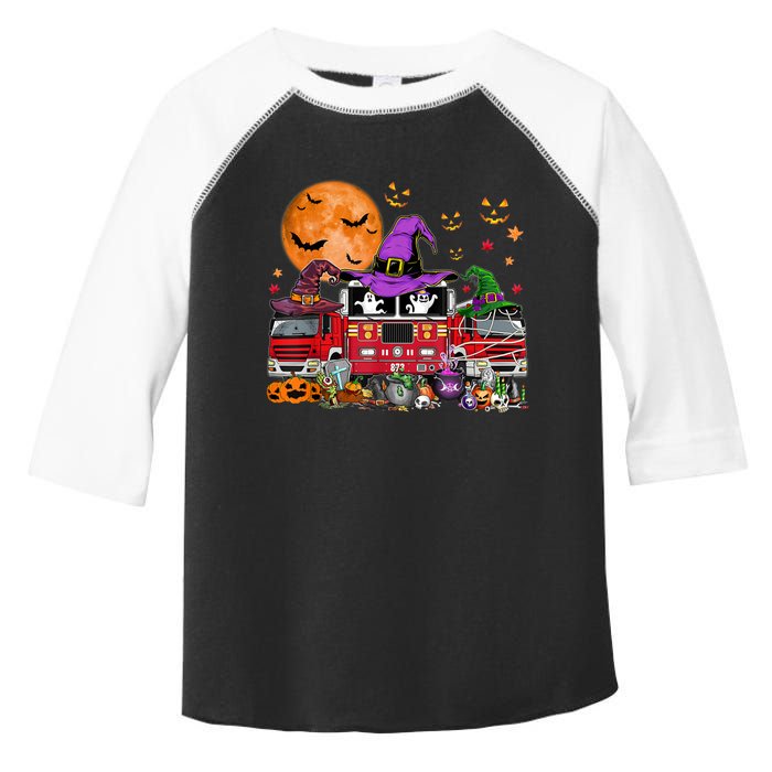 Happy Halloween Firefighter Pumpkin Fire Truck Witch Ghost Toddler Fine Jersey T-Shirt