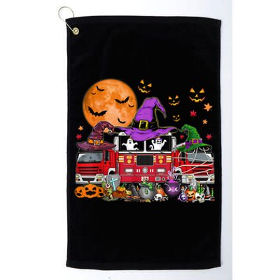 Happy Halloween Firefighter Pumpkin Fire Truck Witch Ghost Platinum Collection Golf Towel