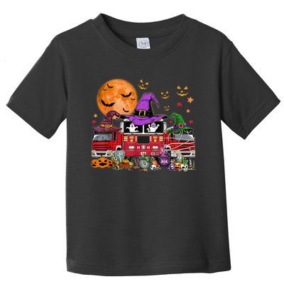 Happy Halloween Firefighter Pumpkin Fire Truck Witch Ghost Toddler T-Shirt