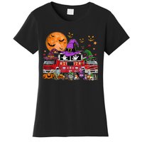 Happy Halloween Firefighter Pumpkin Fire Truck Witch Ghost Women's T-Shirt