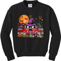 Happy Halloween Firefighter Pumpkin Fire Truck Witch Ghost Kids Sweatshirt