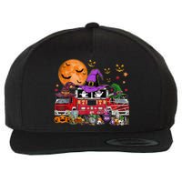 Happy Halloween Firefighter Pumpkin Fire Truck Witch Ghost Wool Snapback Cap