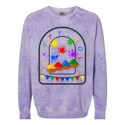 Happy Holi Festival Indian Festival Of Color Spring Elephant Gift Colorblast Crewneck Sweatshirt