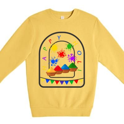 Happy Holi Festival Indian Festival Of Color Spring Elephant Gift Premium Crewneck Sweatshirt