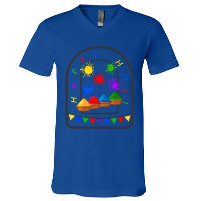 Happy Holi Festival Indian Festival Of Color Spring Elephant Gift V-Neck T-Shirt