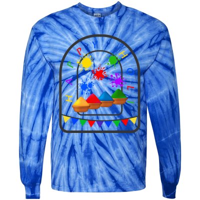 Happy Holi Festival Indian Festival Of Color Spring Elephant Gift Tie-Dye Long Sleeve Shirt