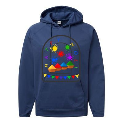 Happy Holi Festival Indian Festival Of Color Spring Elephant Gift Performance Fleece Hoodie