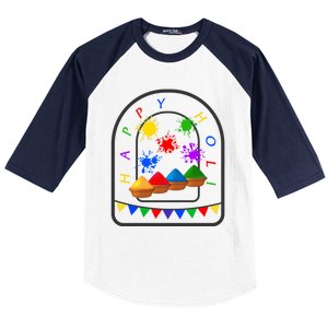 Happy Holi Festival Indian Festival Of Color Spring Elephant Gift Baseball Sleeve Shirt