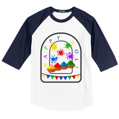 Happy Holi Festival Indian Festival Of Color Spring Elephant Gift Baseball Sleeve Shirt