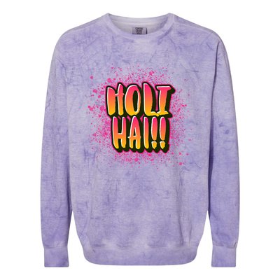 Happy Holi Festival Of Colors India Hindi 2021 Funny Gift Colorblast Crewneck Sweatshirt