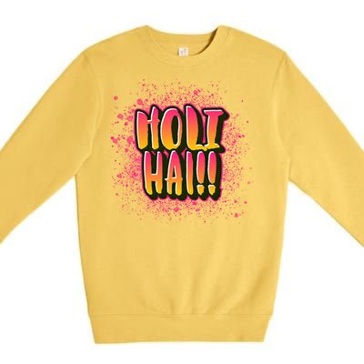 Happy Holi Festival Of Colors India Hindi 2021 Funny Gift Premium Crewneck Sweatshirt