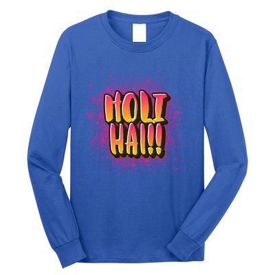 Happy Holi Festival Of Colors India Hindi 2021 Funny Gift Long Sleeve Shirt