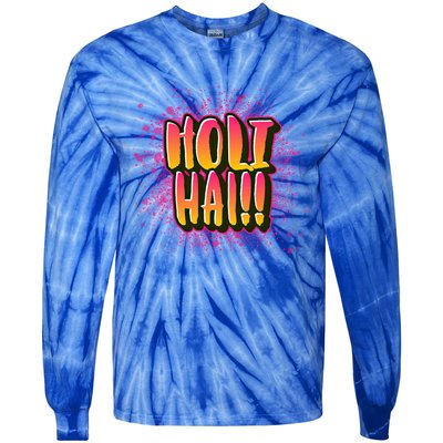 Happy Holi Festival Of Colors India Hindi 2021 Funny Gift Tie-Dye Long Sleeve Shirt