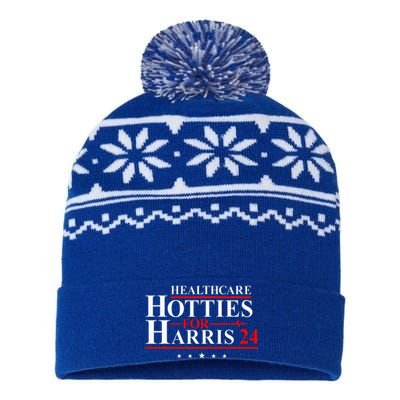 Healthcare Hotties For Harris 24 Vote Harris For President USA-Made Snowflake Beanie