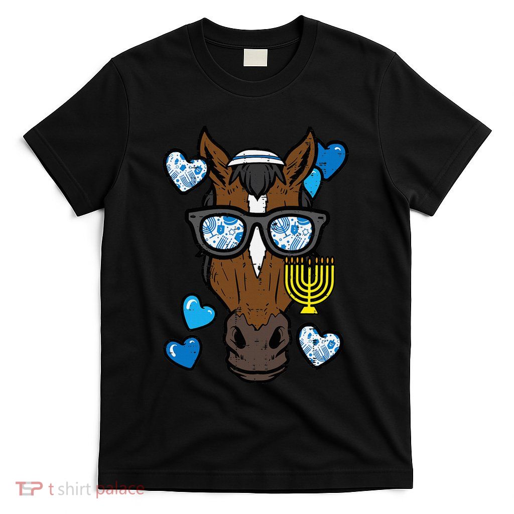 Hanukkah Horse Face Menorah Chanukah Jewish T-Shirt