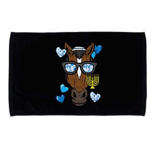 Hanukkah Horse Face Menorah Chanukah Jewish Microfiber Hand Towel