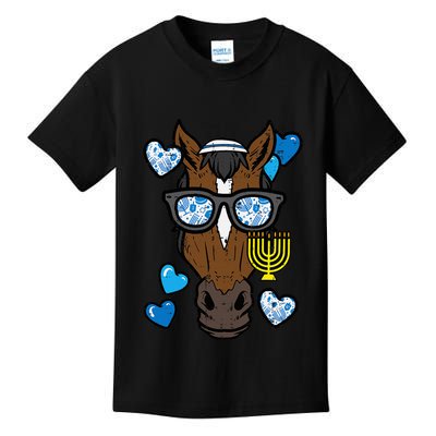 Hanukkah Horse Face Menorah Chanukah Jewish Kids T-Shirt