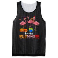 Happy Hallothanksmas Flamingo Halloween Thanksgiving Xmas Mesh Reversible Basketball Jersey Tank