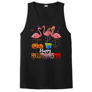 Happy Hallothanksmas Flamingo Halloween Thanksgiving Xmas PosiCharge Competitor Tank