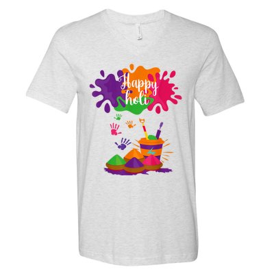 Happy Holi Festival Outfit For Women Men Family V-Neck T-Shirt