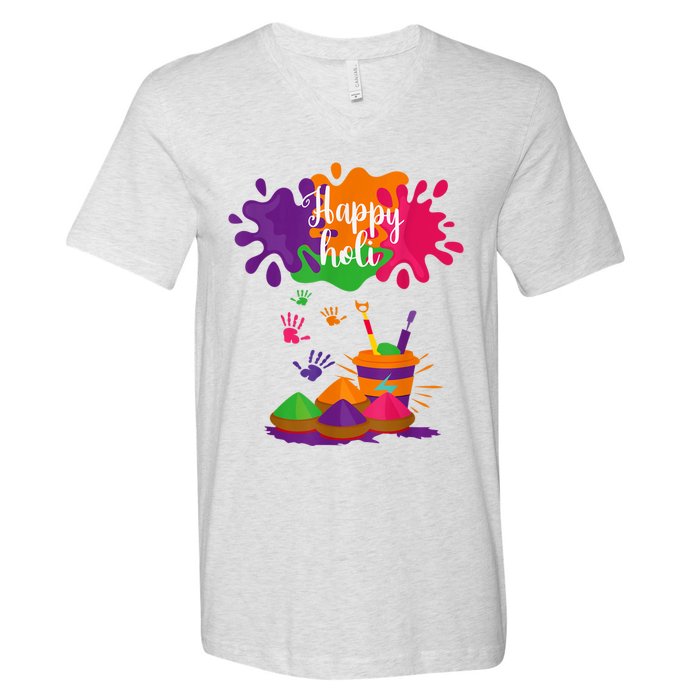 Happy Holi Festival Outfit For Women Men Family V-Neck T-Shirt