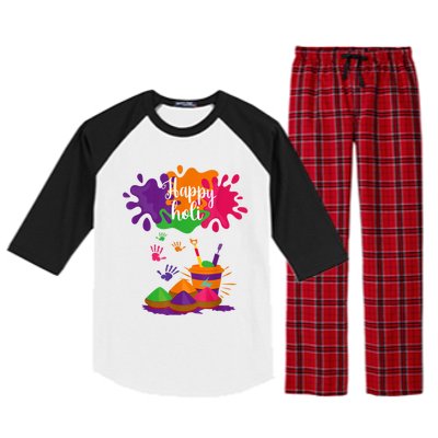 Happy Holi Festival Outfit For Women Men Family Raglan Sleeve Pajama Set