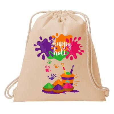 Happy Holi Festival Outfit For Women Men Family Drawstring Bag