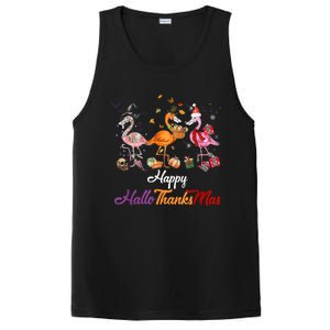 Happy Hallothanksmas Flamingo Halloween Thanksgiving Xmas PosiCharge Competitor Tank