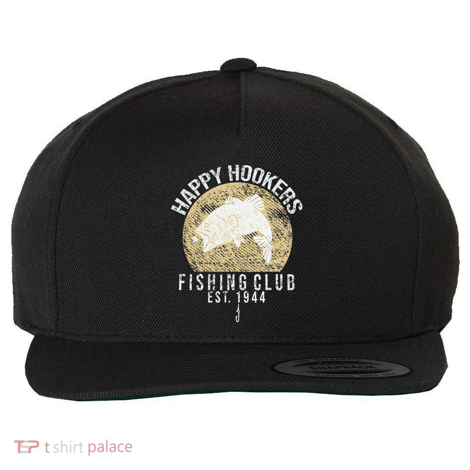 Happy Hookers Fishing Club Retro Vintage Style Fishing Lover Wool Snapback Cap