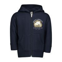 Happy Hookers Fishing Club Retro Vintage Style Fishing Lover Toddler Zip Fleece Hoodie