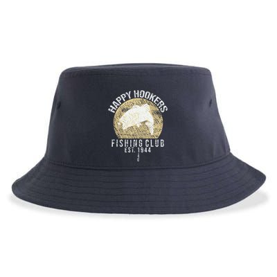 Happy Hookers Fishing Club Retro Vintage Style Fishing Lover Sustainable Bucket Hat