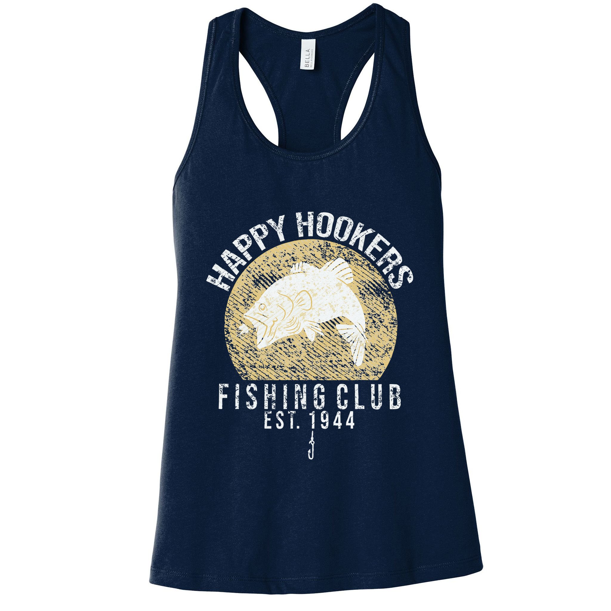 Happy Hookers Fishing Club Retro Vintage Style Fishing Lover Womens Tank Top