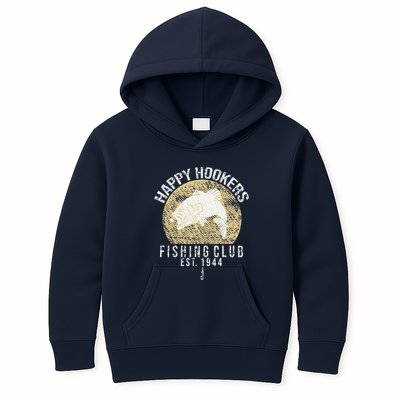 Happy Hookers Fishing Club Retro Vintage Style Fishing Lover Kids Hoodie